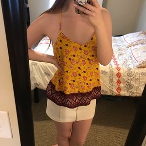 Floral yellow tank top